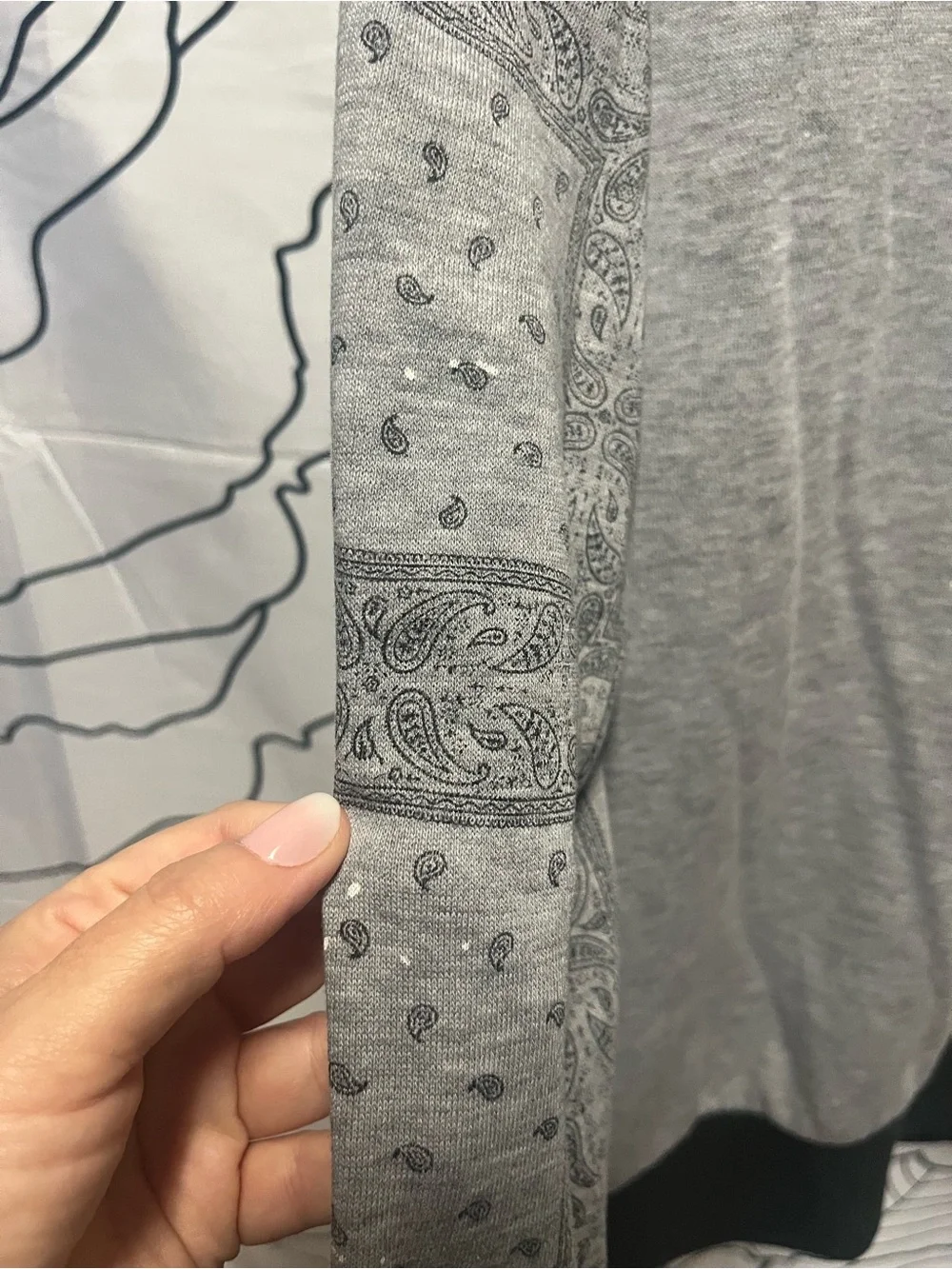 Cotton On Grey Crewneck Sweatshirt with Bandana Print Sleeves (377)